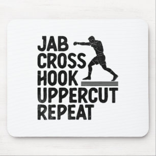 Tapis De Souris Jab Cross Hook Uppercut Répétition Boxer Sports At