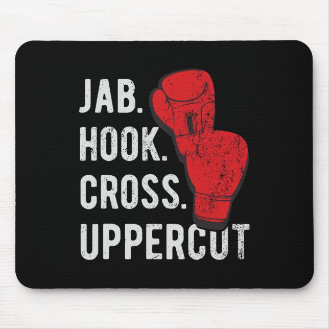 Tapis De Souris Jab, Hook, Cross, Uppercut - Kickboxing et Boxe (Devant)