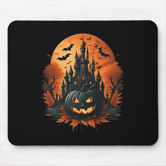 Tapis De Souris Jack O'Lantern Face Halloween Citrouille Éffrayant (Devant)