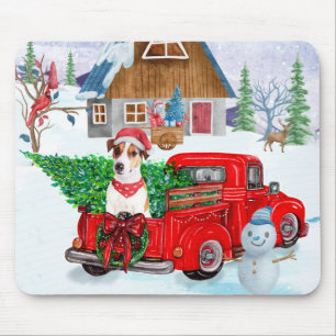 Tapis De Souris Jack Russell Chien à Noël Livraison Camion Neige
