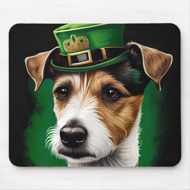 Tapis De Souris Jack Russell Chien en robe de fête St. Patrick (Devant)
