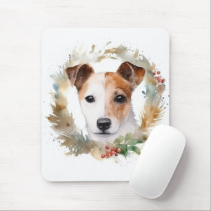 Tapis De Souris Jack Russell Christmas Wreath Festive Pup