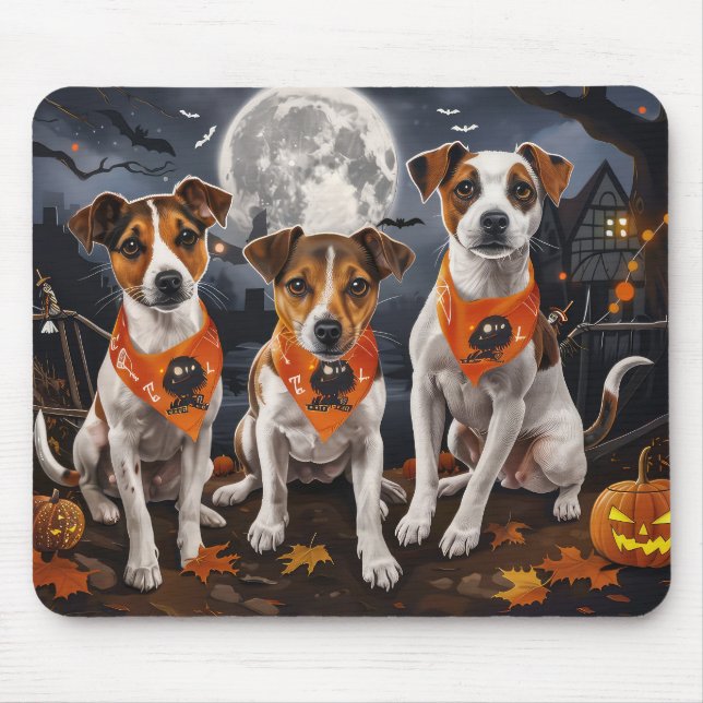 Tapis De Souris Jack Russell Halloween Épouvantable (Devant)
