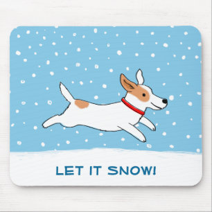 Tapis De Souris Jack Russell Laisser la neige Chien vacances d'hiv