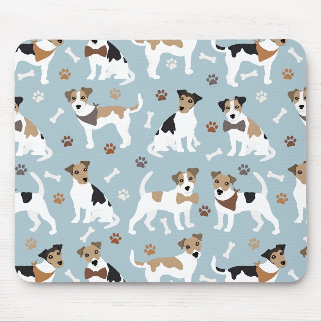 Tapis De Souris Jack Russell Terrier Patrouilles et os (Devant)