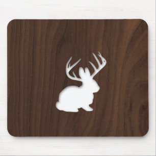 Tapis De Souris Jackalope sur le bois de brun foncé