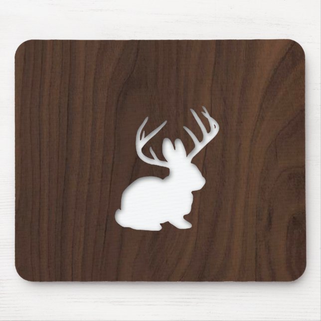 Tapis De Souris Jackalope sur le bois de brun foncé (Devant)