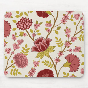 Tapis De Souris Jacobean Floral Lg Motif Reds Pinks Gold Crème