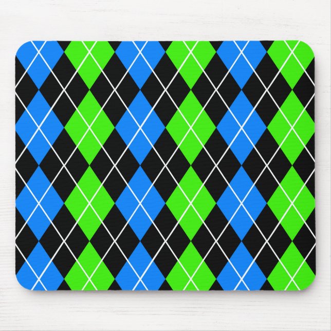 Tapis De Souris Jacquard bleu vert noir Diamant Design (Devant)