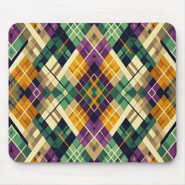 Tapis De Souris Jacquard Mardi Gras jaune violet vert (Devant)