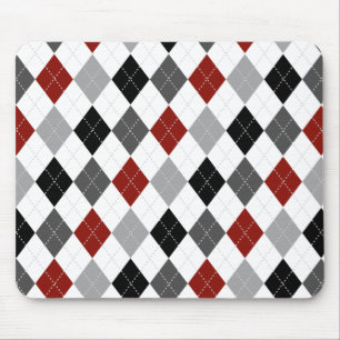 Tapis De Souris Jacquard noir, gris, rouge et blanc Préppy Mousep