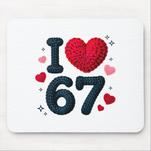 Tapis De Souris J'adore 67 Mignon Confortable 67 Motif de Laine Tr