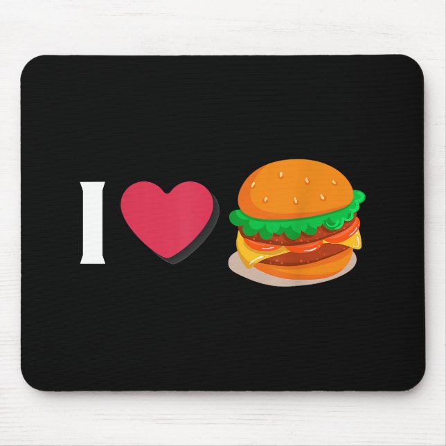Tapis De Souris J'adore Burger Cheeseburger Manger Malsain  (Devant)