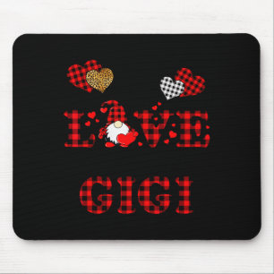 Tapis De Souris J'adore être un Gigi Gnomes Rouge Carreaux Cœur Va