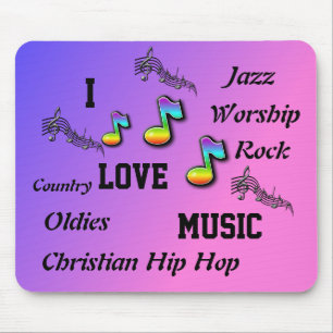 TAPIS DE SOURIS J'ADORE LA MUSIQUE MOUSEPAD