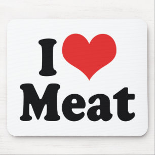 Tapis De Souris J'adore la viande cardiaque - Amoureux du BBQ Stea