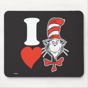 Tapis De Souris J'adore le Chat dans le Chapeau