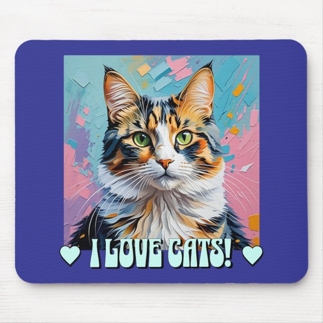 Tapis De Souris J'adore les chats ! (Devant)