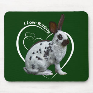 Tapis de souris J'adore les lapins (vert foncé)