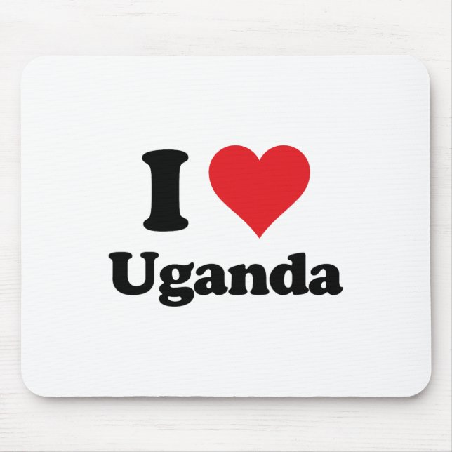 Tapis De Souris J'adore l'Ouganda Objet Thème Souvenir du Pays d'a (Devant)