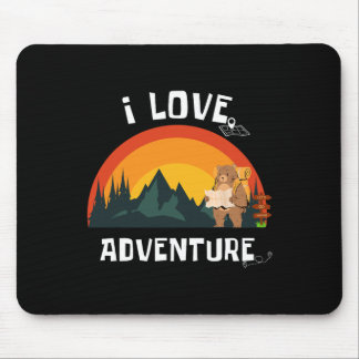 Tapis De Souris J'adore l'ours explorateur d'aventure - Randonnée