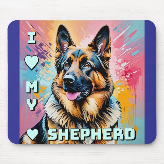 Tapis De Souris J'adore mon berger allemand (Devant)