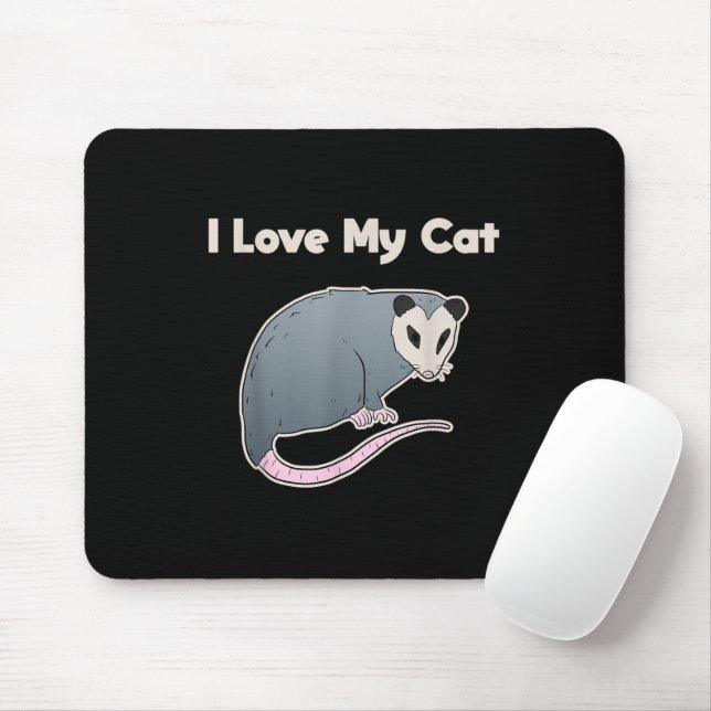 Tapis De Souris J'adore mon chat drôle d'opossum (Avec souris)