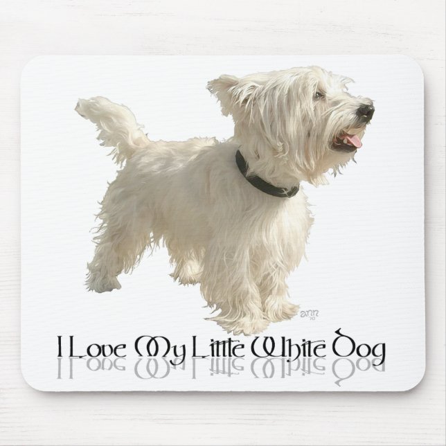 Tapis De Souris J'adore mon petit chien blanc - Westie (Devant)