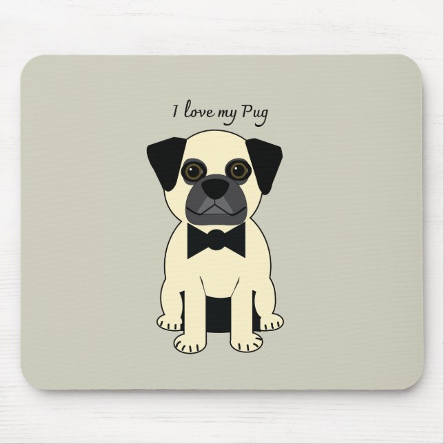 Tapis De Souris J'adore mon Pug (Devant)