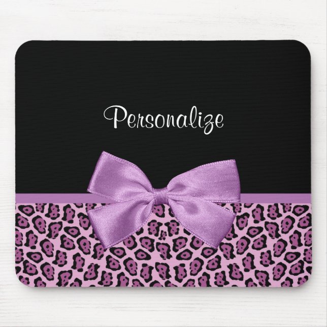 Tapis De Souris Jaguar Purple Girl Print Cute Bow with Name (Devant)