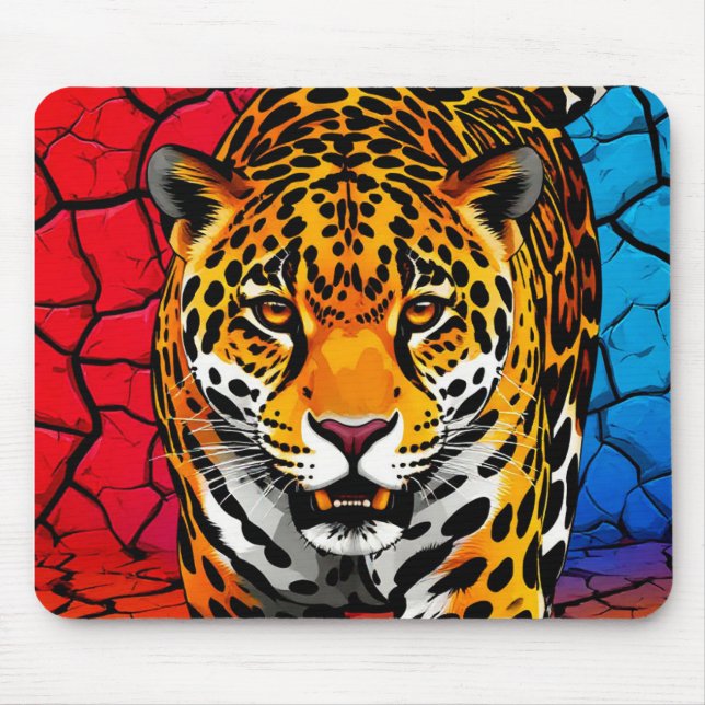 Tapis De Souris Jaguar sur fond de terre fissurée (Devant)