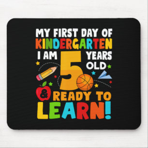 Tapis De Souris J'ai 5 ans prêt à apprendre mon premier jour d'éco
