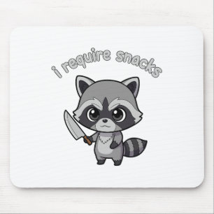 Tapis De Souris J'Ai Besoin De Snacks Raccoon Drôle Halloween Retr