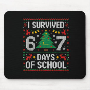 Tapis De Souris J'ai survécu 67 jours d'école drôle six sept mème