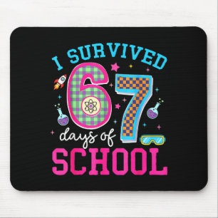 Tapis De Souris J'ai survécu 67 jours d'école mème six sept scienc