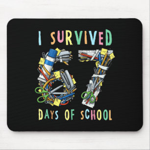 Tapis De Souris J'ai survécu 67 jours d'école Prof de maths drôle