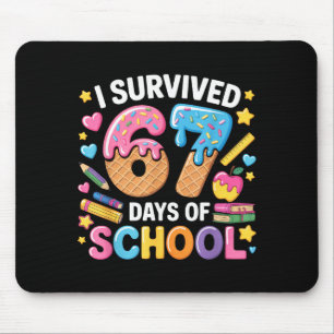 Tapis De Souris J'ai survécu 67 jours d'école Professeur Élève Gla