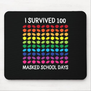 Tapis De Souris J'ai survécu à 100 jours d'école masqués 100e jour