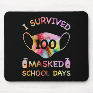 Tapis De Souris J'ai survécu à 100 jours d'école masqués pour les