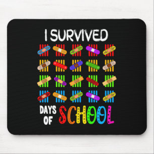 Tapis De Souris J'Ai Survécu À 100 Jours D'Enseignant Scolaire Et