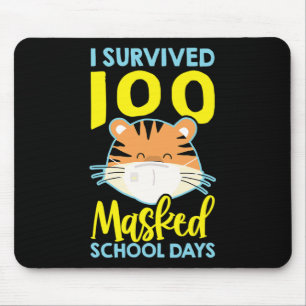 Tapis De Souris J'Ai Survécu À 100 Jours Scolaires Masqués - 100 J