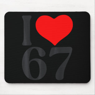 Tapis De Souris J'aime 67 Cœur Saint-Valentin 67e Anniversaire Six