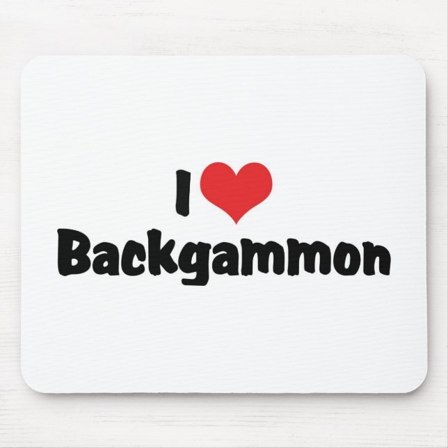 Tapis De Souris J'aime Backgammon Cœur (Devant)