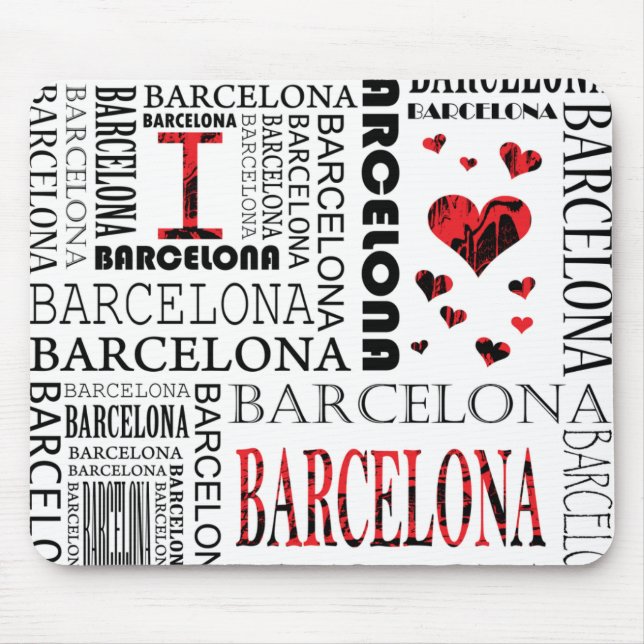 Tapis De Souris J'aime Barcelone Mousepad (Devant)