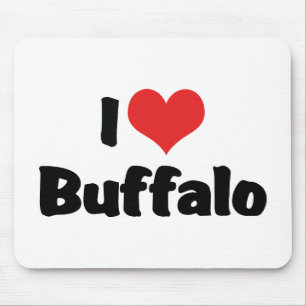 Tapis De Souris J'aime Buffalo au coeur