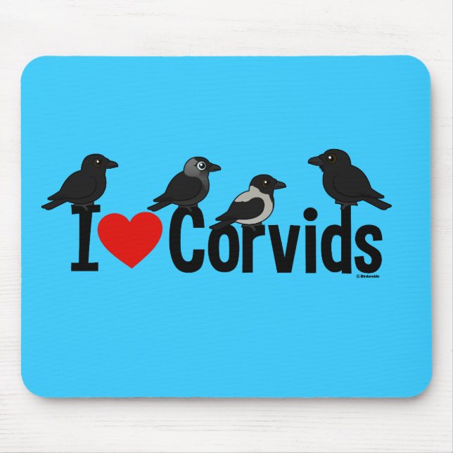 Tapis De Souris J'aime Corvids (Devant)