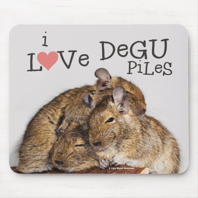 Tapis De Souris J'Aime Degu Piles (Devant)