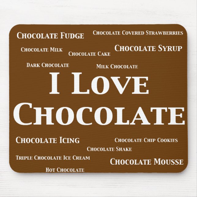 Tapis De Souris J'aime des cadeaux de chocolat (Devant)