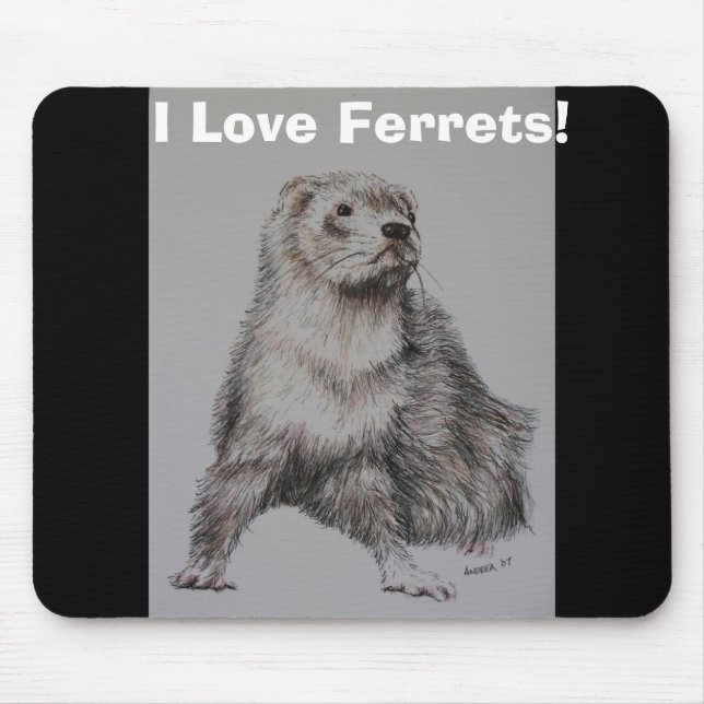 Tapis De Souris J'aime des furets ! Mousepad (Devant)