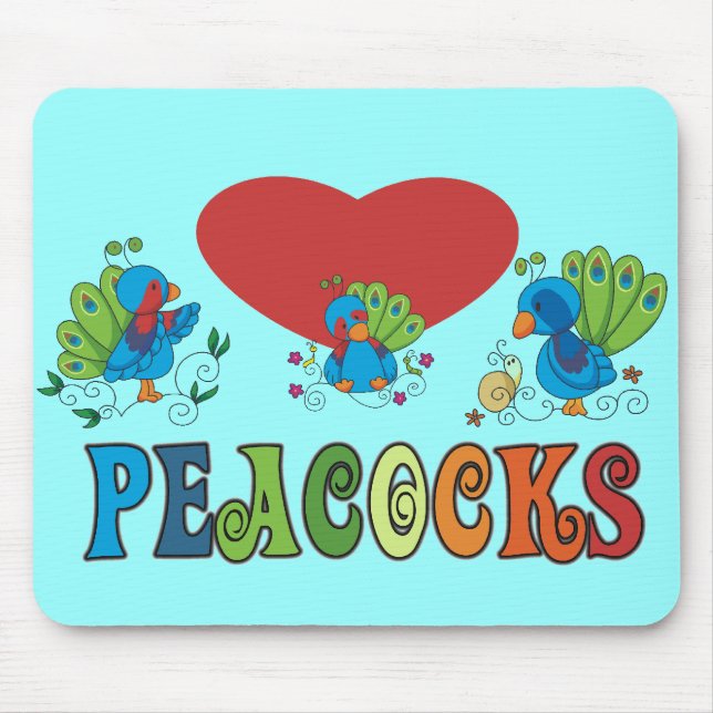 Tapis De Souris J'aime des paons (Devant)